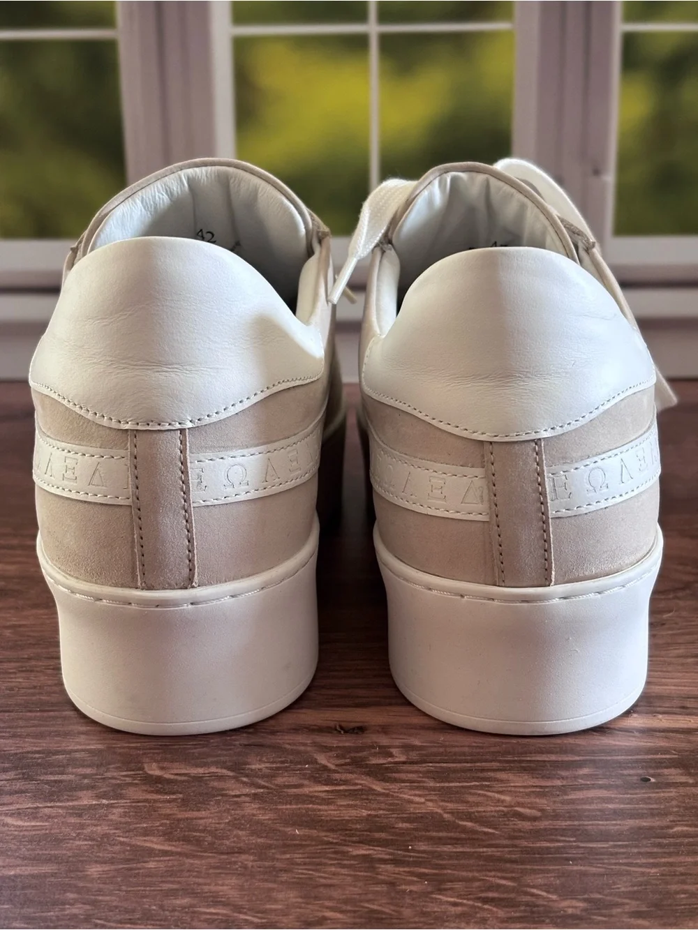 Sans Matin Gaia Platform Sneakers Taupe Nubuck Leather & White Leather Platform